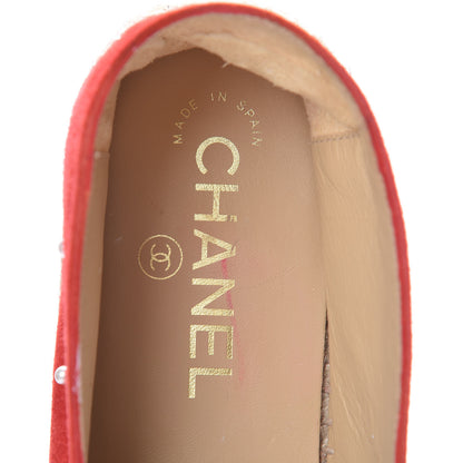 Chanel Suede Pearl CC Espadrilles 40 Red 9 of 14