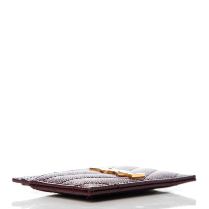 Saint Laurent Grain De Poudre Matelasse Chevron Monogram Credit Card Case Bordeaux 4 of 11