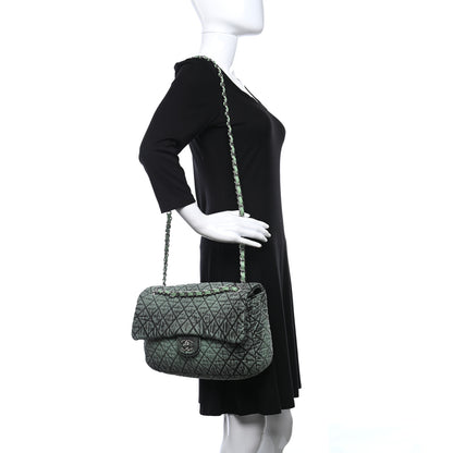Chanel Denim Quilted Denimpression Flap Green Black 2 of 10