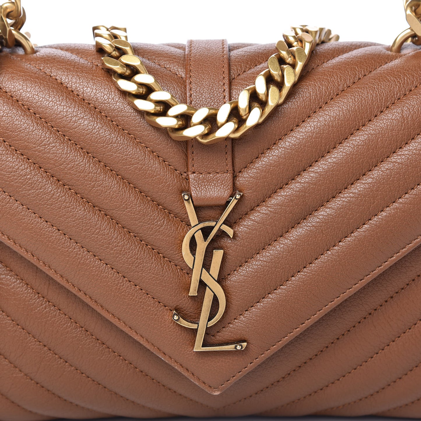 Calfskin Matelasse Chevron Monogram Medium College Bag Brick