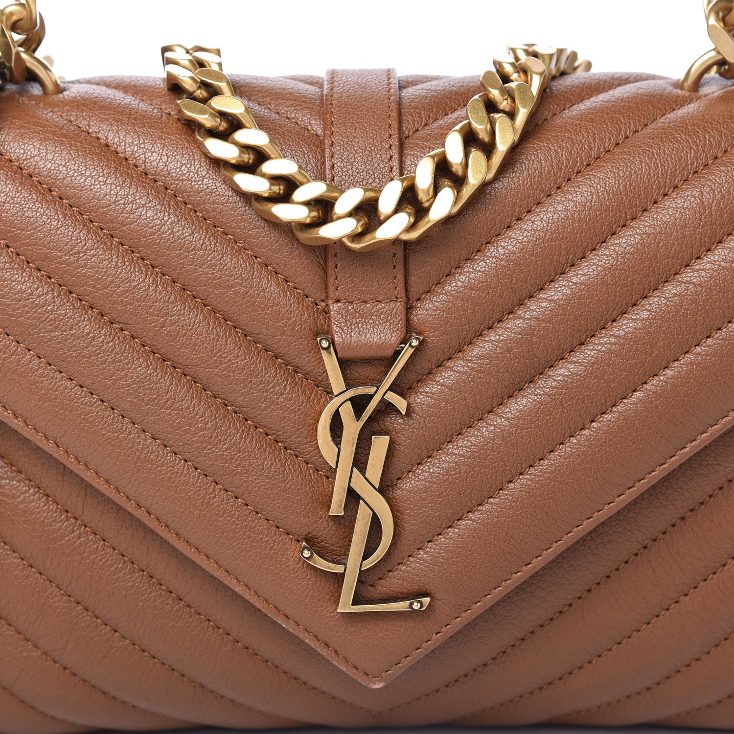Saint Laurent Calfskin Matelasse Chevron Monogram Medium College Bag Brick 9 of 9