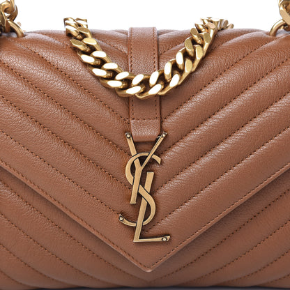 Saint Laurent Calfskin Matelasse Chevron Monogram Medium College Bag Brick 9 of 9