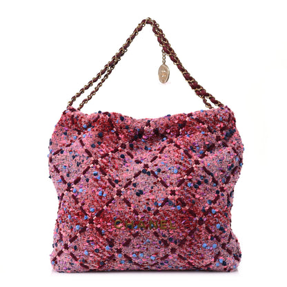 Chanel Tweed Quilted Chanel 22 Pink Blue Navy Burgundy Purple 1 of 12