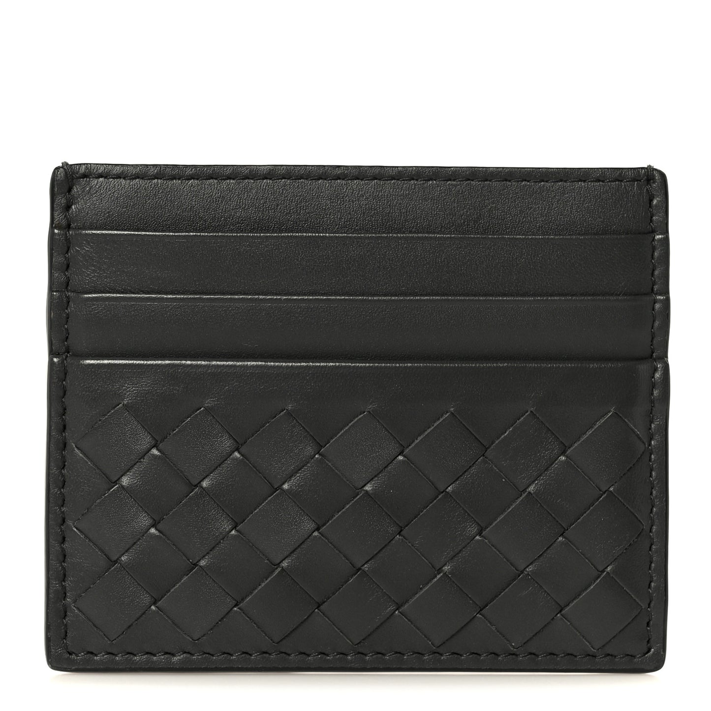Nappa Intrecciato Card Holder Ardoise