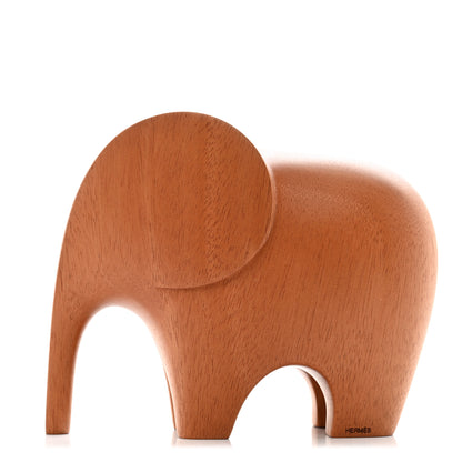 Hermes Mahogany Wood Elephant Lao Paperweight Naturel 1 of 8