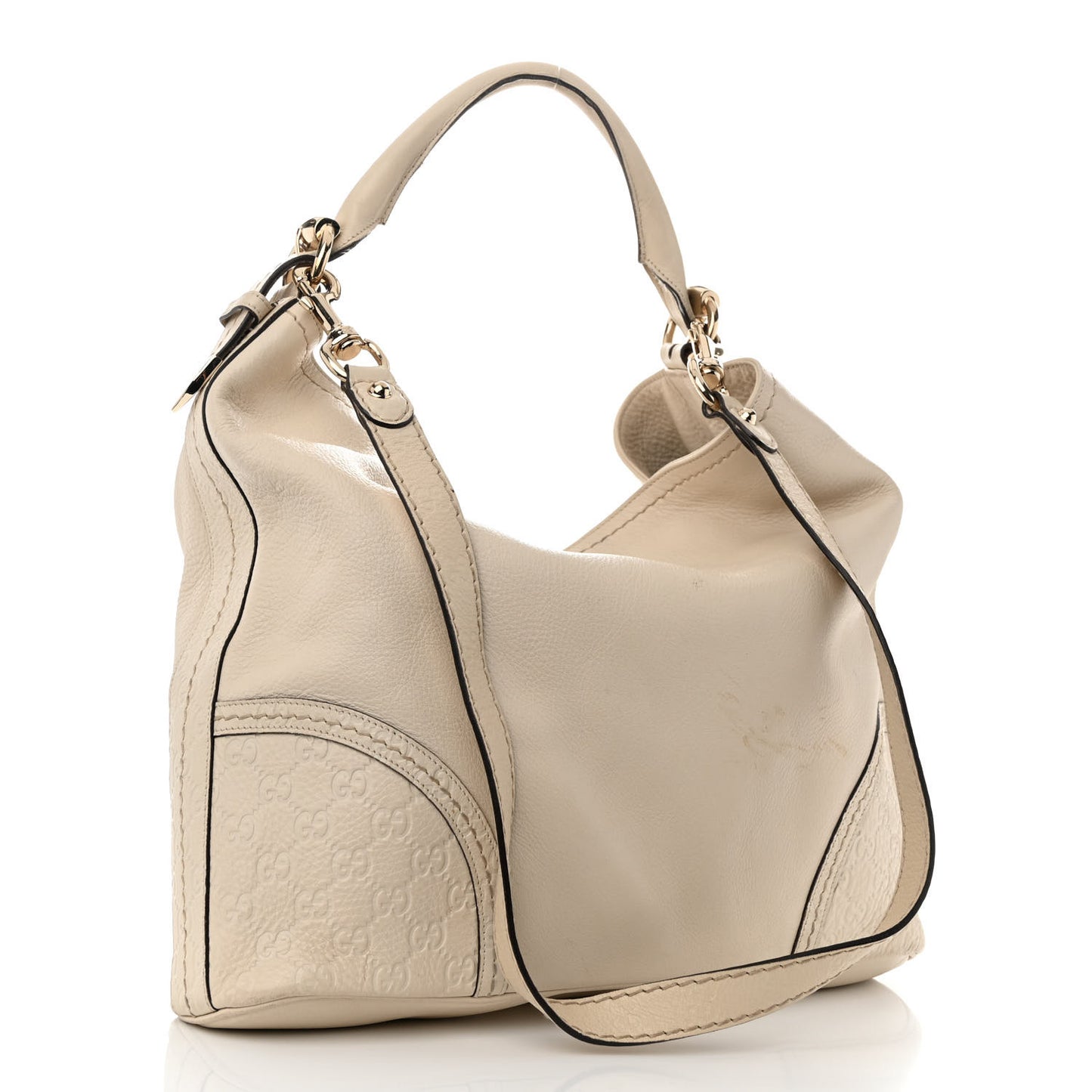 Calfskin Guccissima Trim Large Signoria Hobo Ivory
