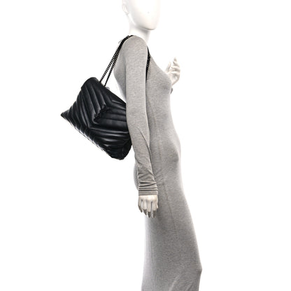 Saint Laurent Calfskin Y Quilted Monogram Monochrome Medium Loulou Chain Satchel Black 2 of 10