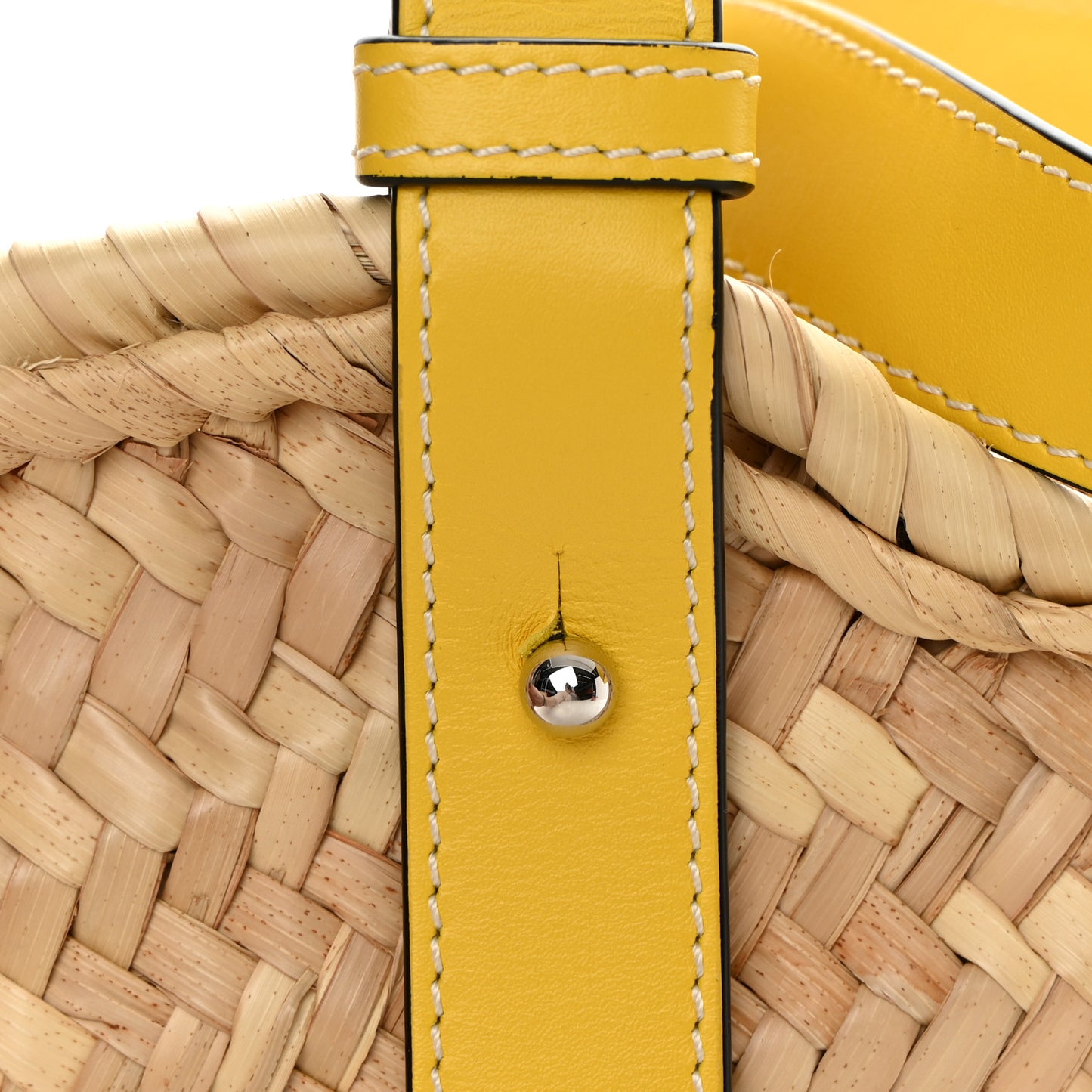 Raffia Small Basket Tote Bag Natural Yellow