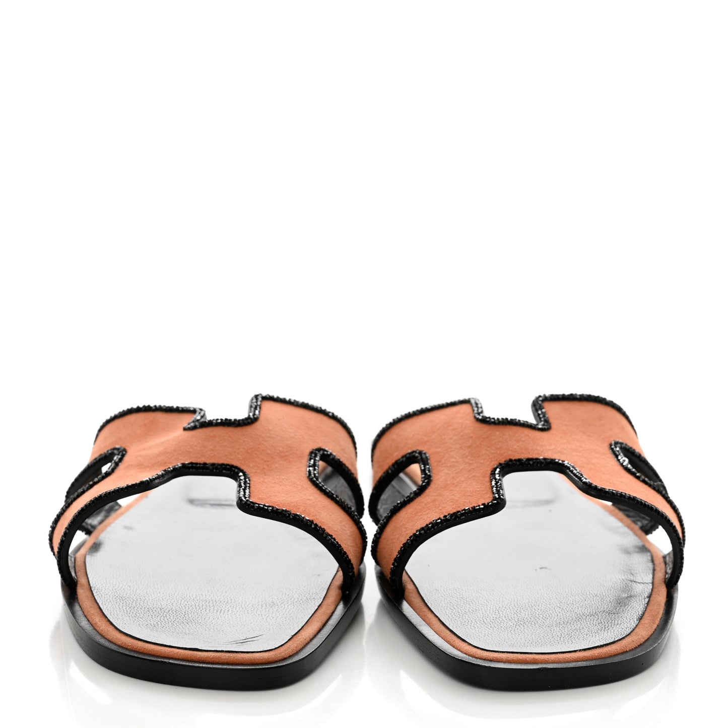 Suede Goatskin Crystal Oran Sandals 37.5 Rose Bubinga Black