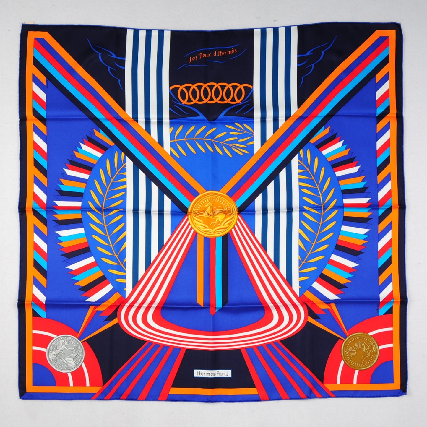 Silk Les Jeux d'Scarf 90 Caban Bleu Klein Rouge