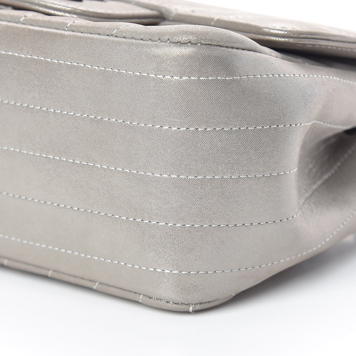 Chanel Iridescent Calfskin Chevron Quilted Mini Square Flap Silver 10 of 11