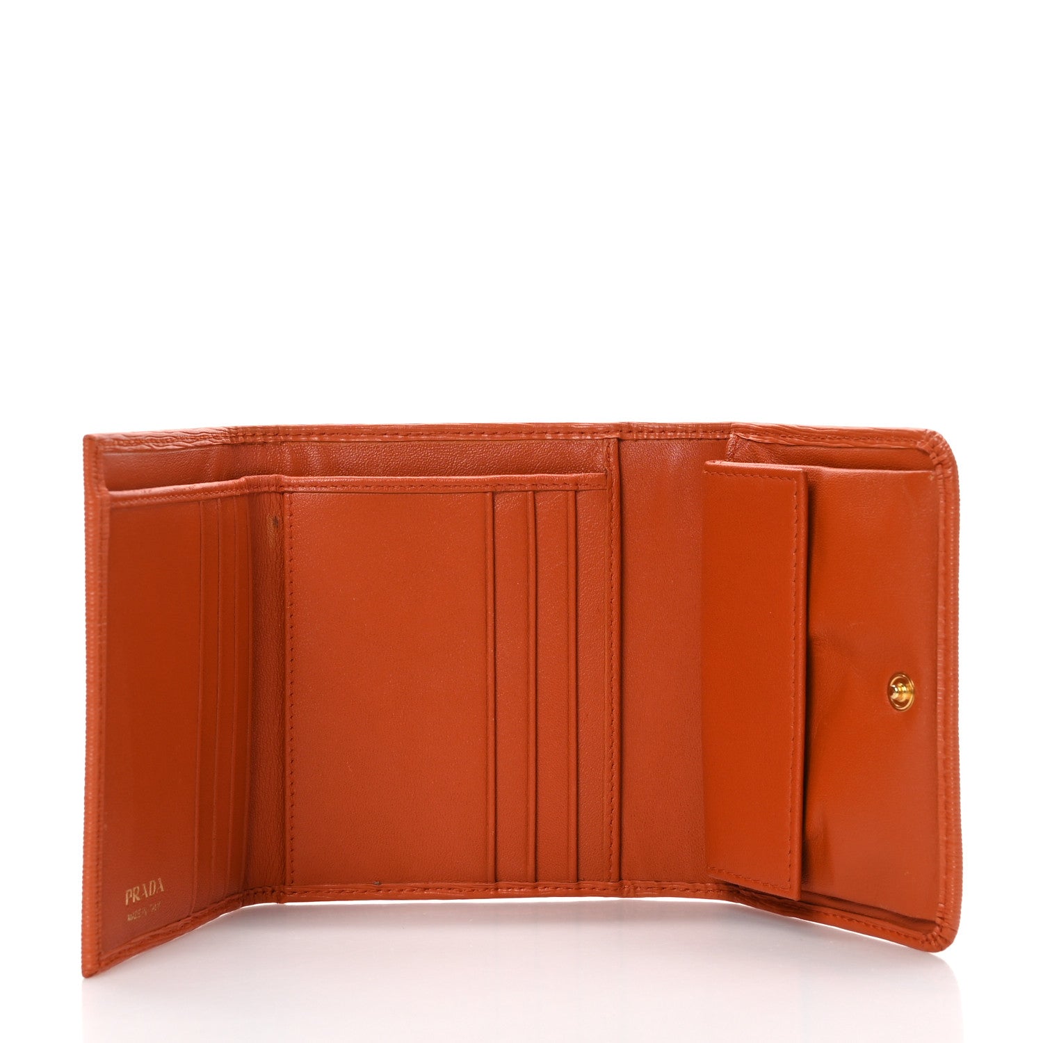 Prada Vitello Move Tri-Fold Compact Wallet Papaya 5 of 9