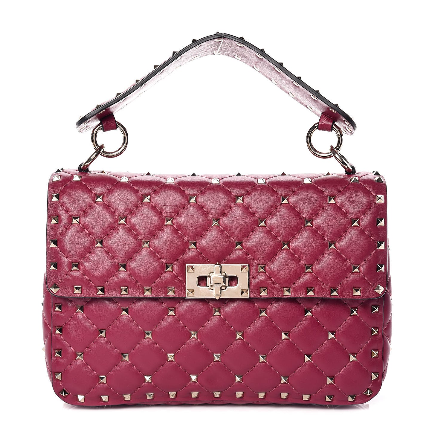 Nappa Medium Rockstud Spike Shoulder Bag Camelia
