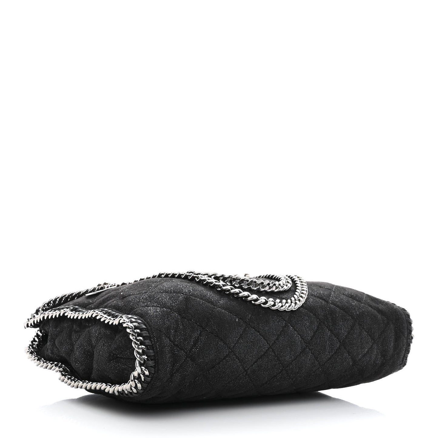 Metallic Shaggy Deer Quilted Small Falabella Tote Black