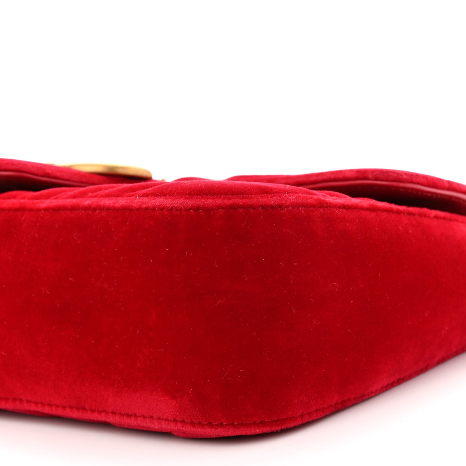 Gucci Velvet Matelasse Small GG Marmont Shoulder Bag Hibiscus Red 10 of 10