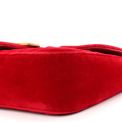 Gucci Velvet Matelasse Small GG Marmont Shoulder Bag Hibiscus Red 10 of 10
