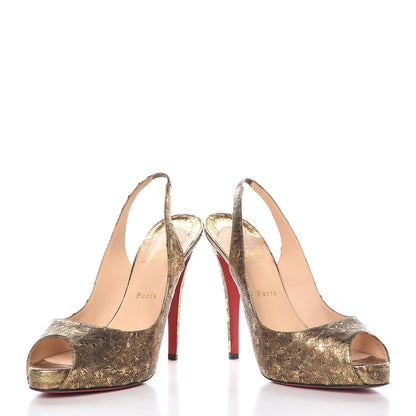 Christian Louboutin Ostrich No Prive 120 Pumps 41 Gold 6 of 14