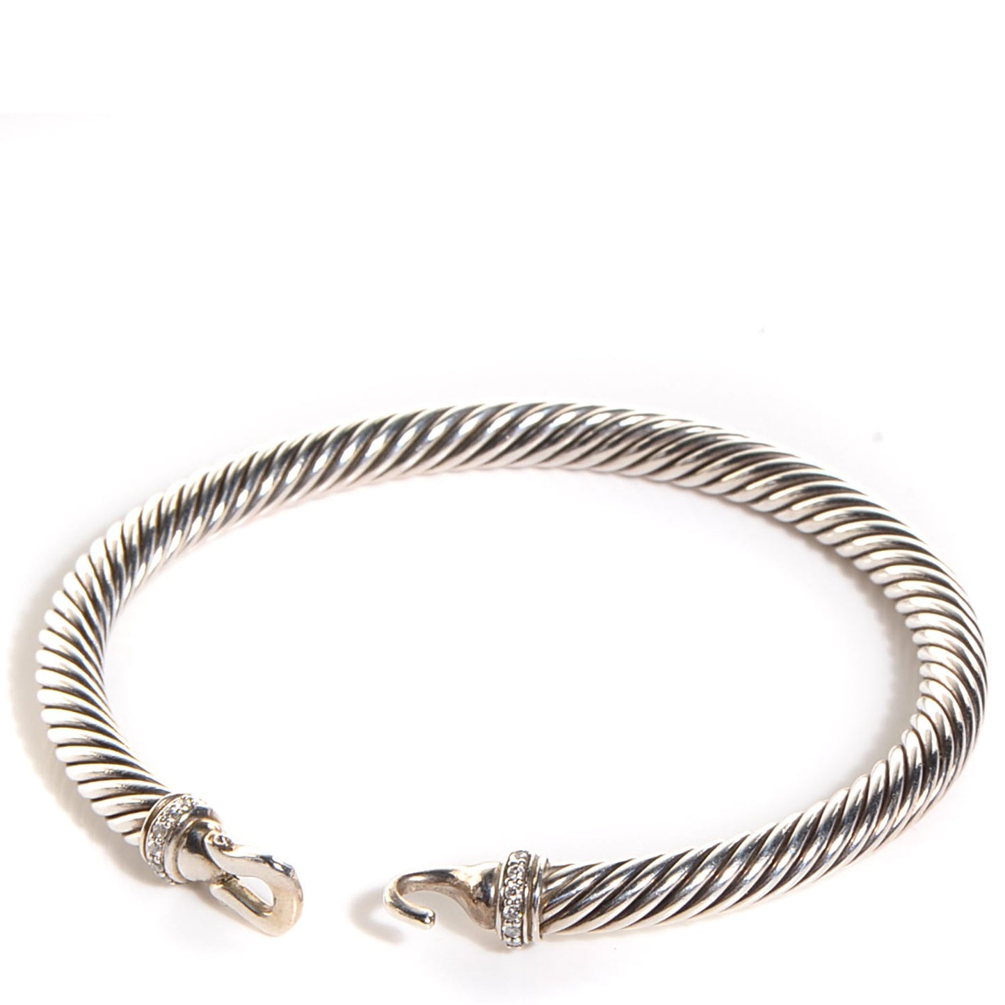 Sterling Silver Diamond 5mm Cable Buckle Bracelet