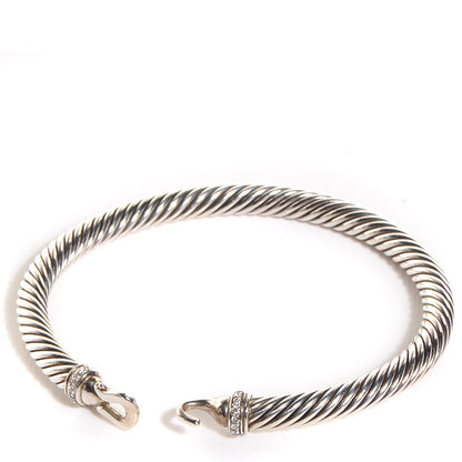 David Yurman Sterling Silver Diamond 5mm Cable Buckle Bracelet 5 of 5