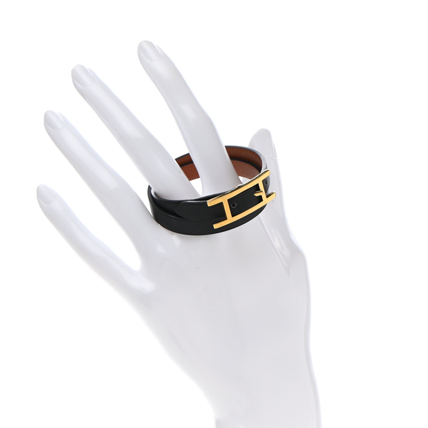 Hermes Chamonix Behapi Double Tour Bracelet T1 Black Fauve 2 of 9