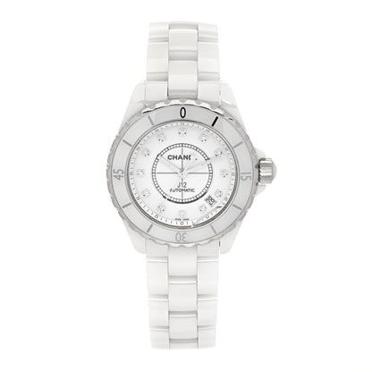 Chanel Stainless Steel Ceramic Diamond 38mm J12 Automatic Watch White 1 of 5