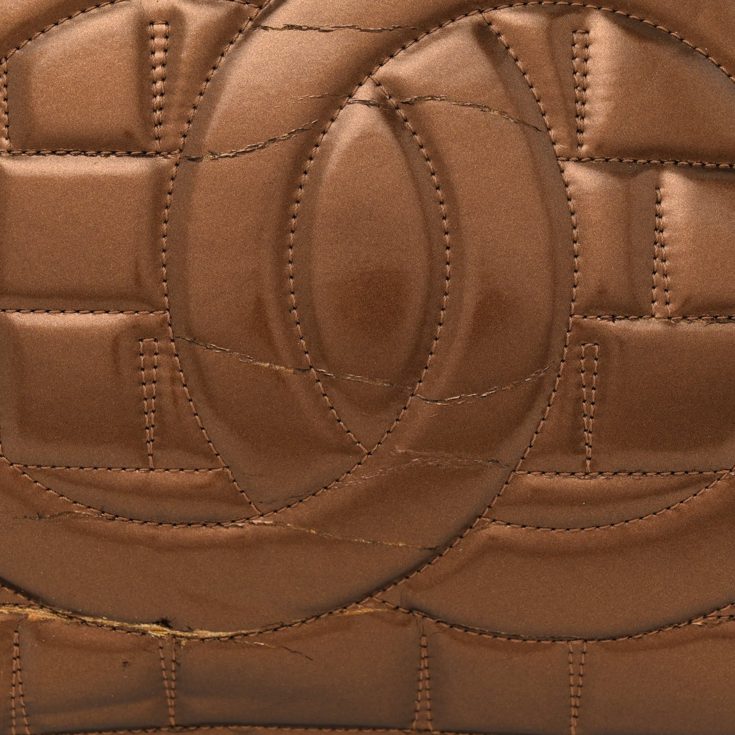 Vinyl Quilted Large Frozen Tote Bronze