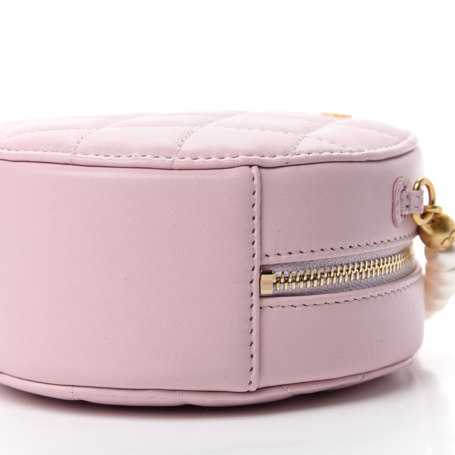 Chanel Calfskin Quilted Pearl Round Clutch With Chain Light Pink 7 of 11