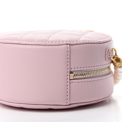 Chanel Calfskin Quilted Pearl Round Clutch With Chain Light Pink 7 of 11