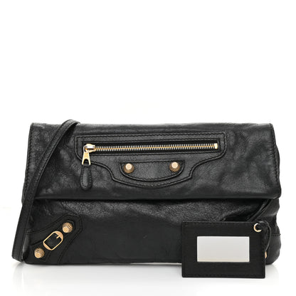 Balenciaga Agneau Giant 12 Gold Hardware Envelope Strap Clutch Black 1 of 10