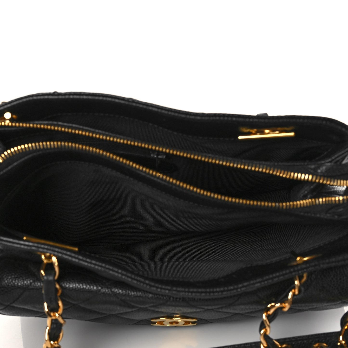 Caviar Quilted Flap Shoulder Bag Black