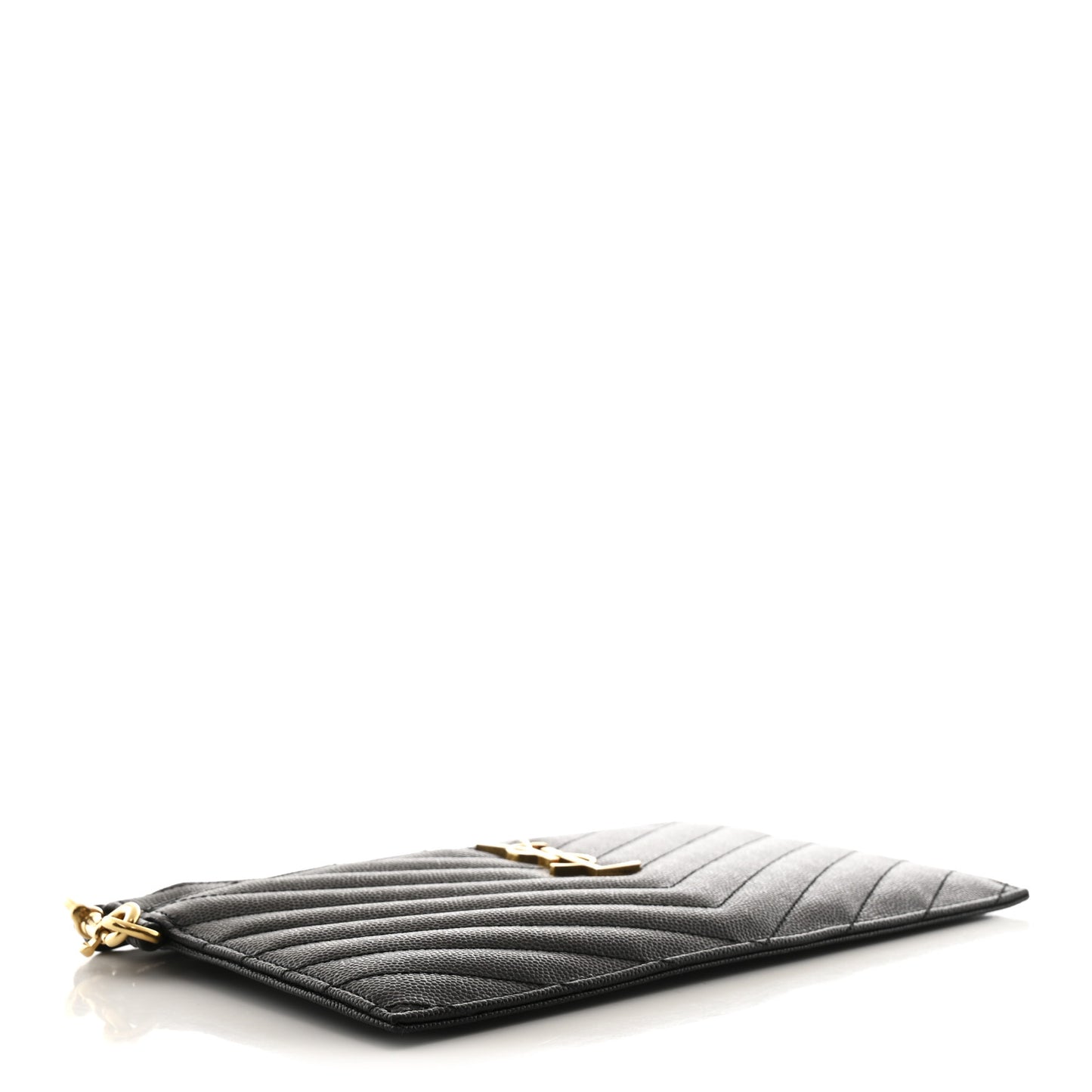 Grain De Poudre Chevron Monogram Large Bill Pouch Black