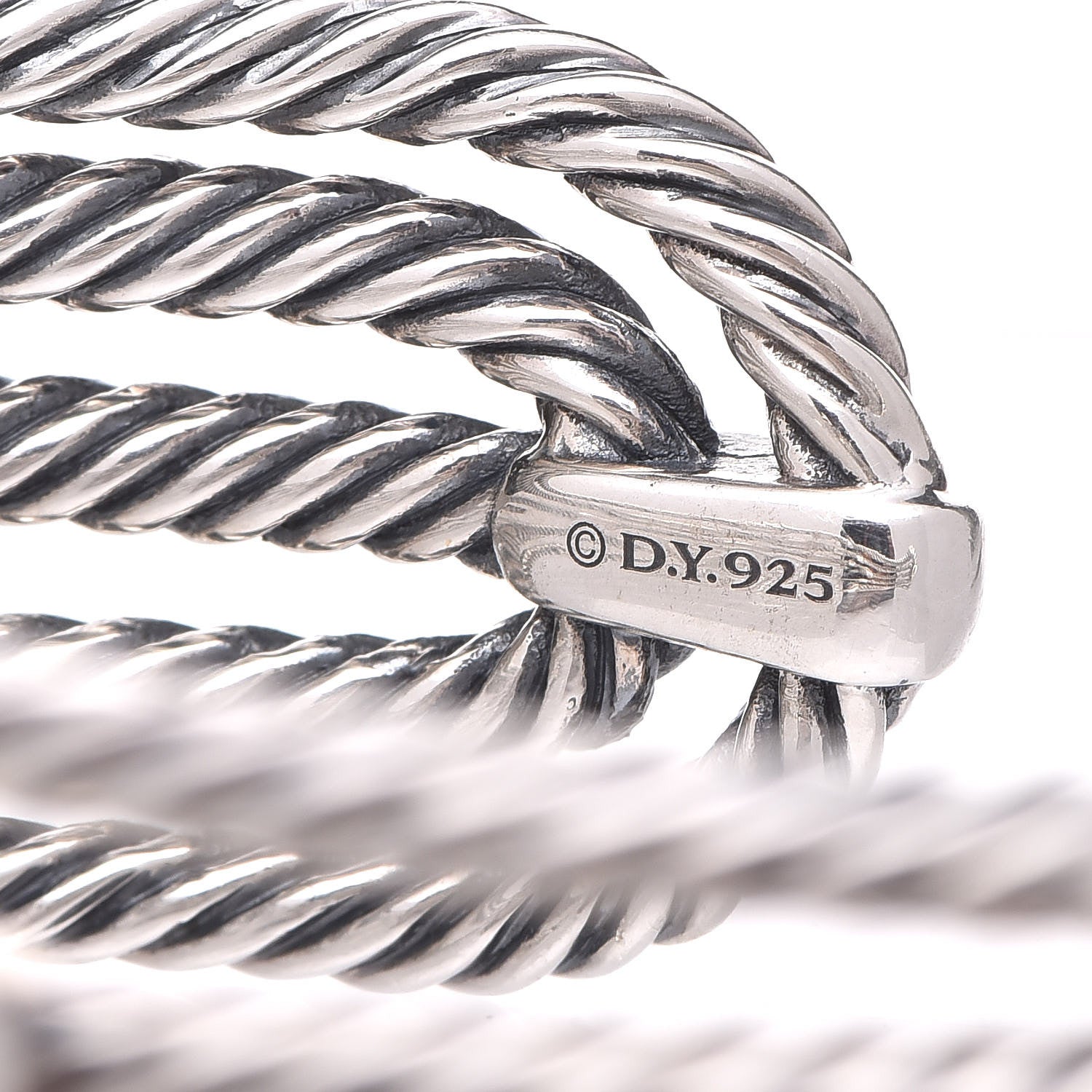 David Yurman Sterling Silver Diamond Five Row Confetti Cuff Bracelet 4 of 5