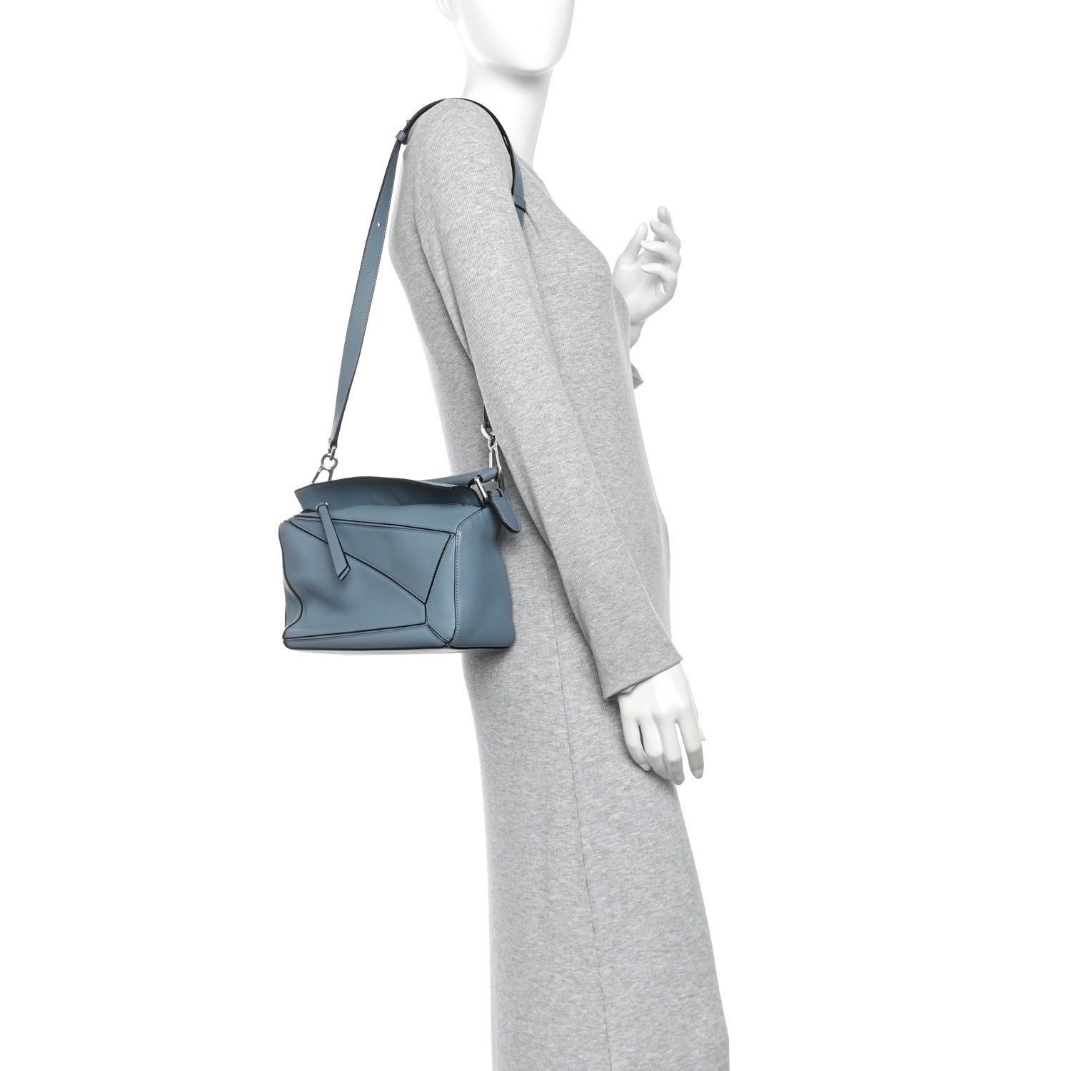 Loewe Calfskin Small Puzzle Bag Stone Blue 2 of 16