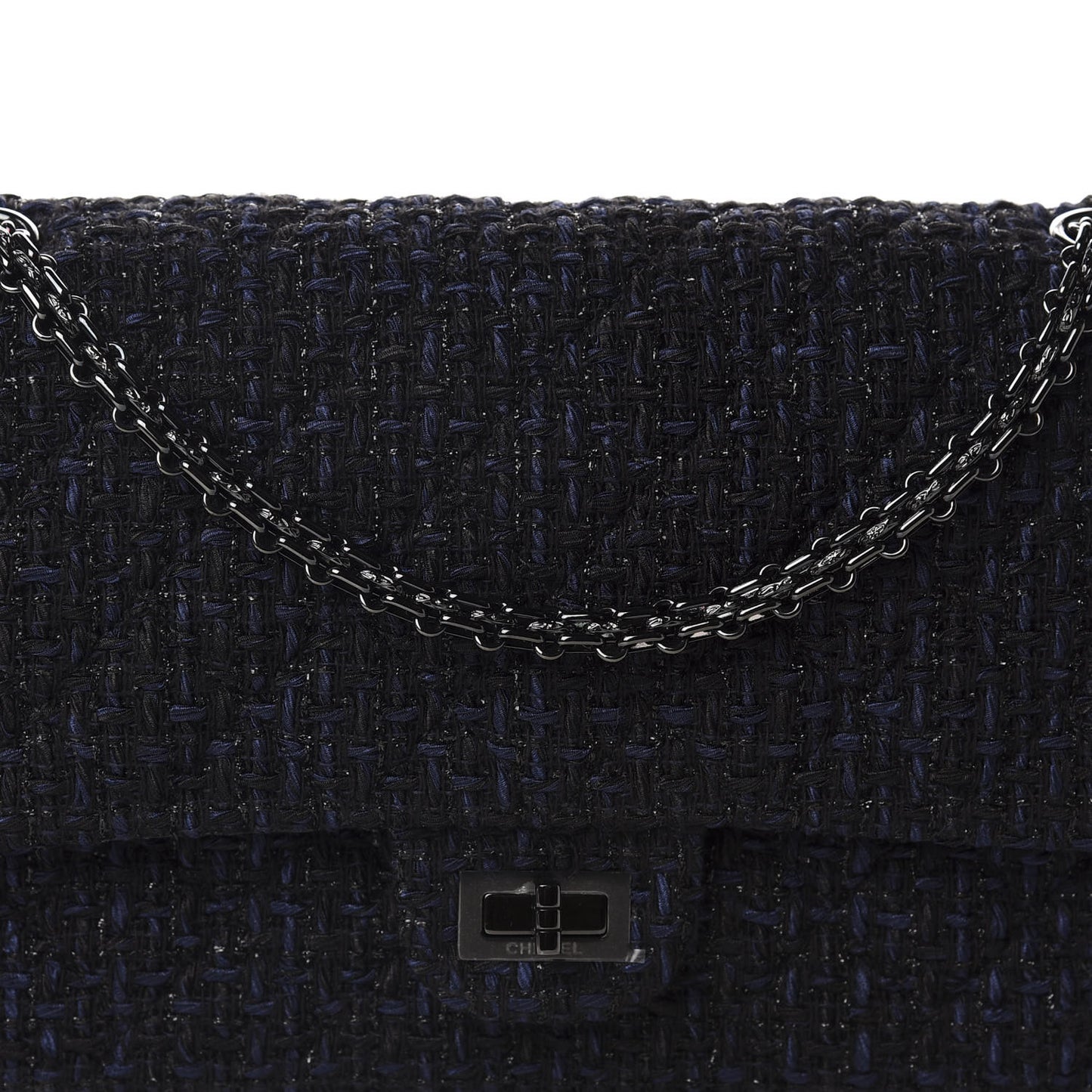 Metallic Tweed Quilted 2.55 Reissue 226 Flap Navy Blue