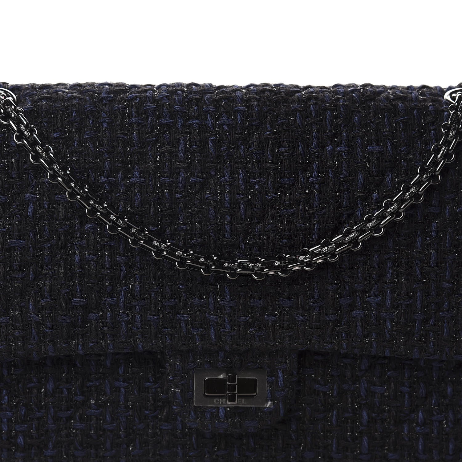 Chanel Metallic Tweed Quilted 2.55 Reissue 226 Flap Navy Blue 10 of 11