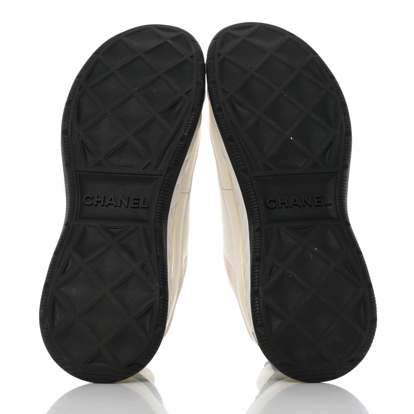 Velvet Calfskin Mixed Fibers CC Sneakers 39.5 Ivory Black
