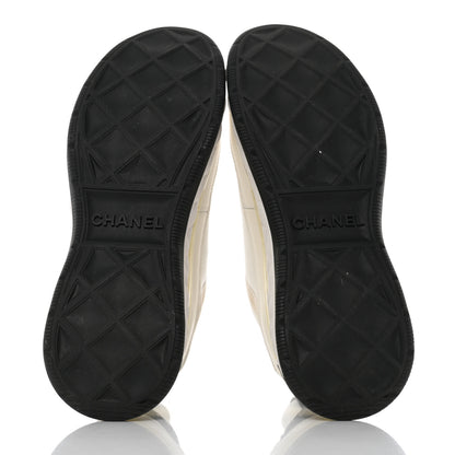 Chanel Velvet Calfskin Mixed Fibers CC Sneakers 39.5 Ivory Black 5 of 9