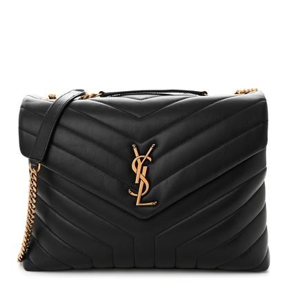 Saint Laurent Calfskin Y Quilted Monogram Medium Loulou Chain Satchel Black 1 of 9