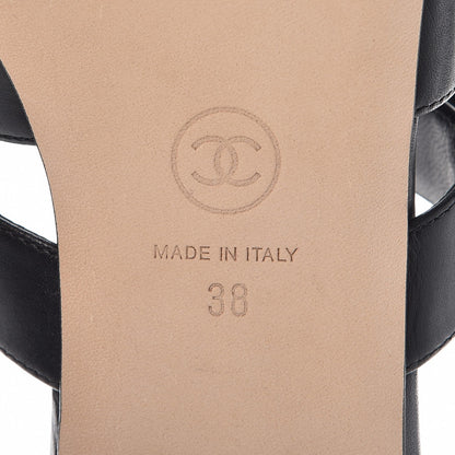 Chanel Calfskin CC Turnlock Mule Sandals 38 Black 6 of 9