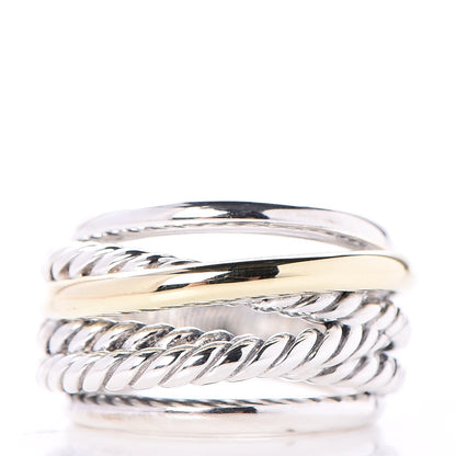 David Yurman Sterling Silver 14K Yellow Gold Crossover Ring 51.9 6 1 of 5