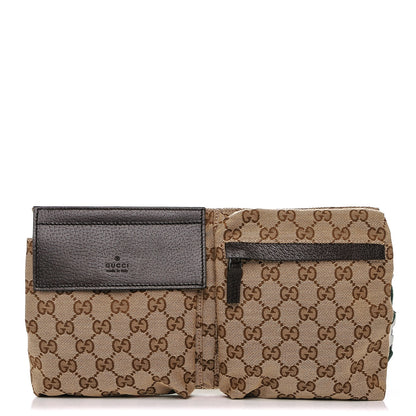 Gucci GG Monogram Double Pocket Belt Bag Dark Brown 1 of 7