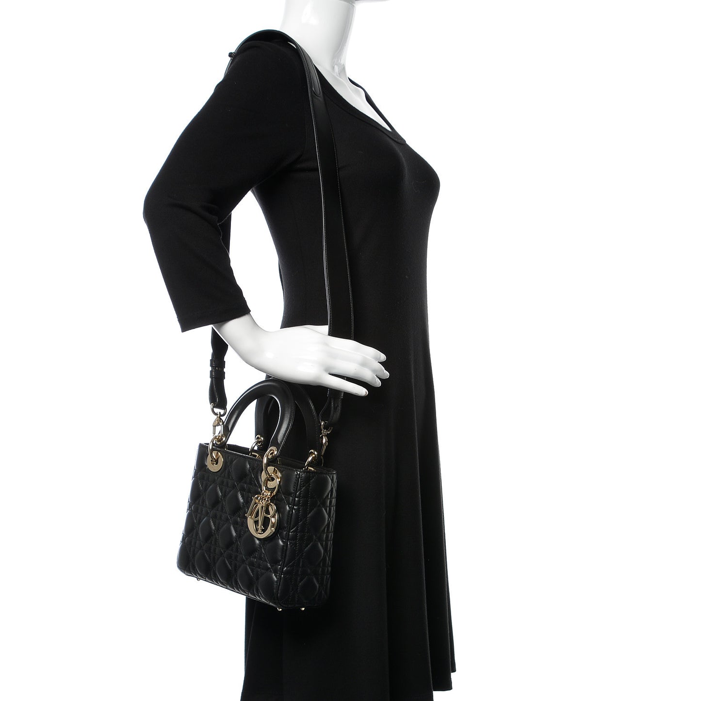 Lambskin Cannage Small Lucky Badges My Lady Dior Black