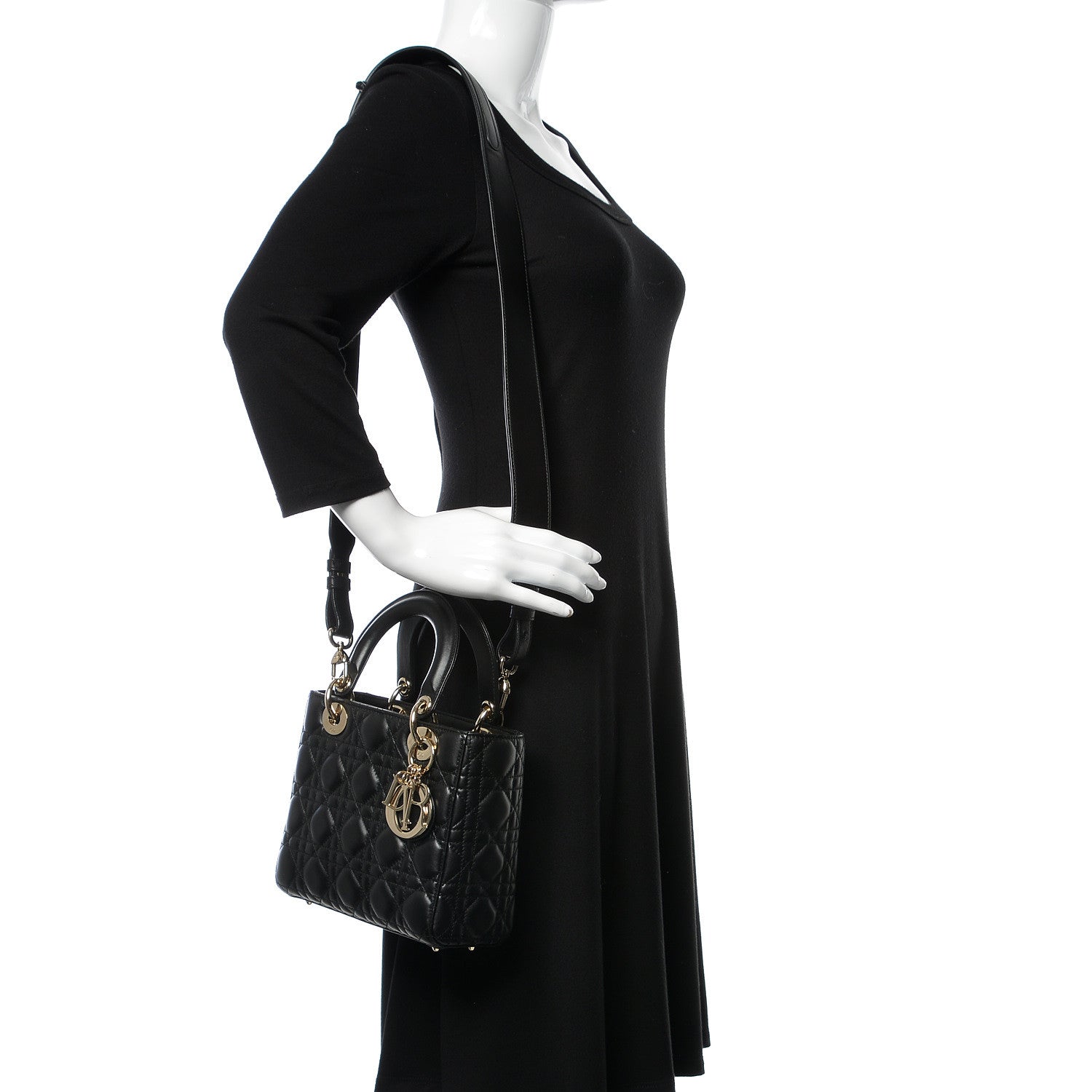 Christian Dior Lambskin Cannage Small Lucky Badges My Lady Dior Black 2 of 13