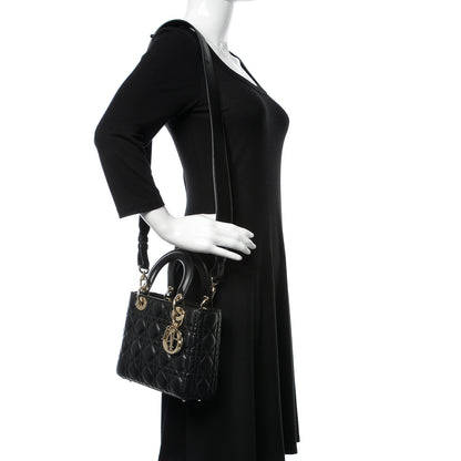 Christian Dior Lambskin Cannage Small Lucky Badges My Lady Dior Black 2 of 13