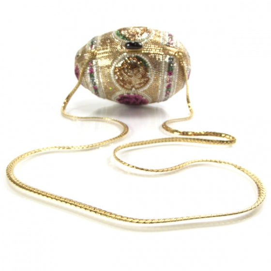 Judith Leiber Swarovski Crystal Pearl Roses Egg Minaudiere 5 of 7