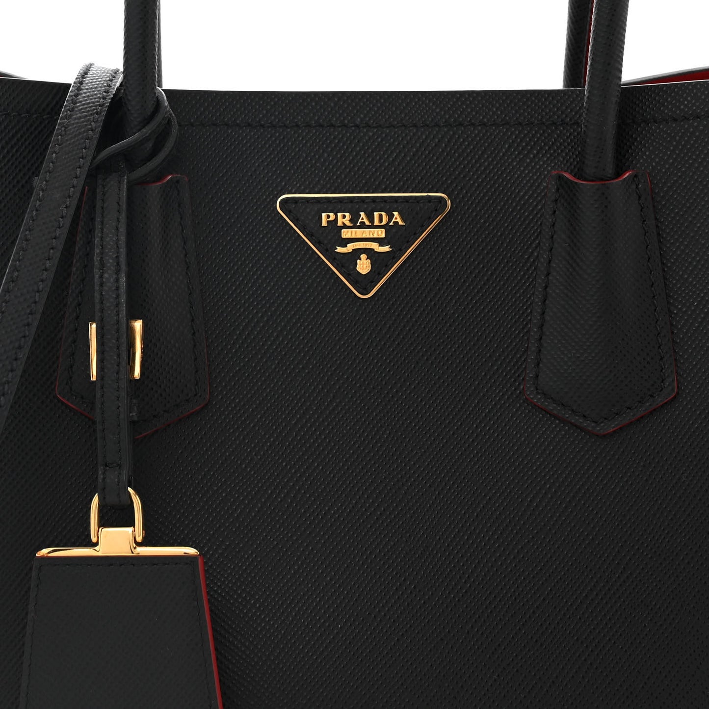 Saffiano Cuir Small Double Bag Black Fuoco