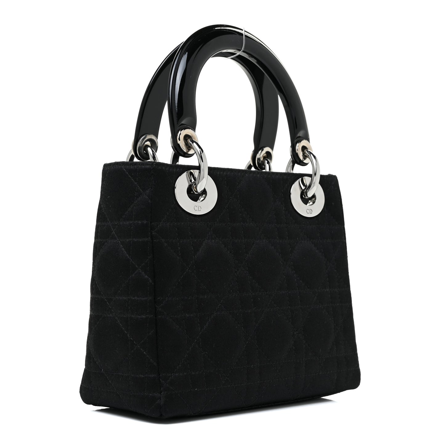 Satin Patent Cannage Mini Lady Dior Black