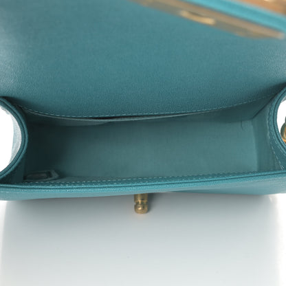 Chanel Caviar Quilted Small Boy Flap Turquoise 5 of 11
