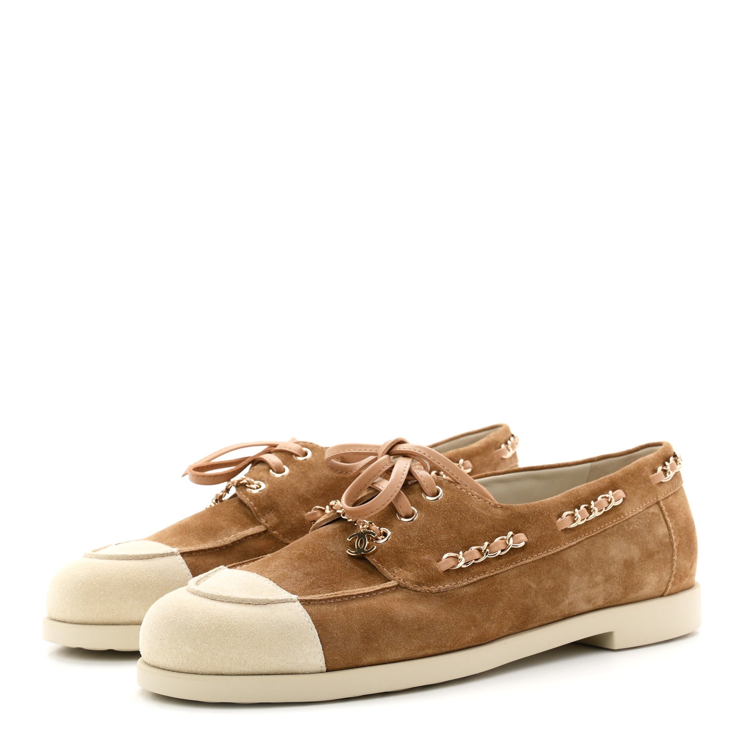 Suede Calfskin CC Chain Loafers 41 Dark Beige
