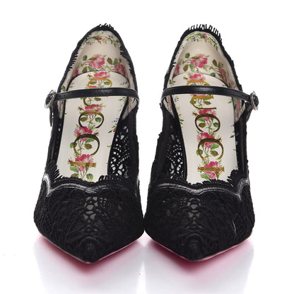 Gucci Lace Pizzo Venice Pumps 37.5 Black 2 of 8